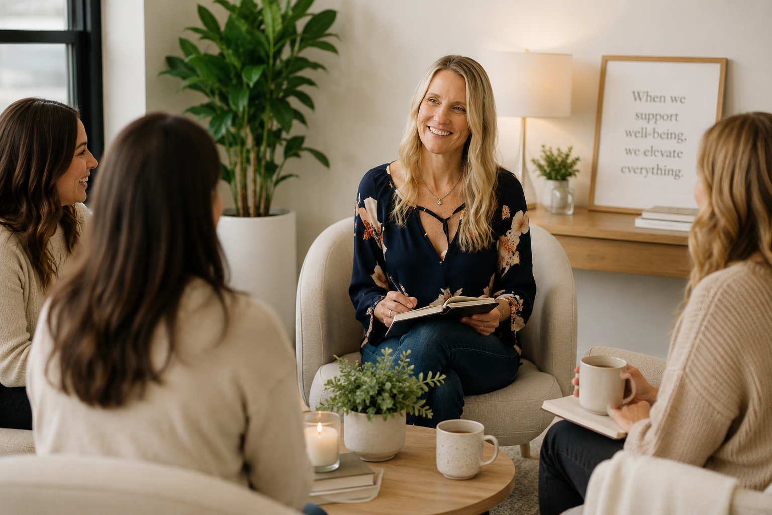 Rachel facilitating a wellness conversation