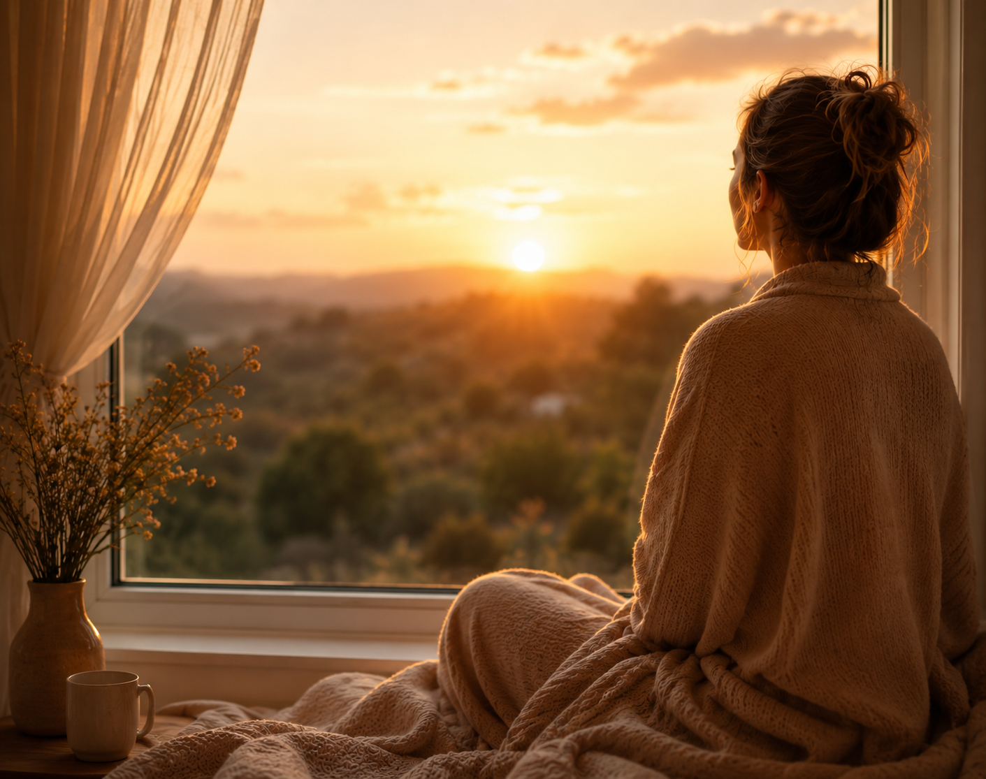 A peaceful morning moment by the window